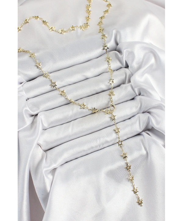 Pirinç Gold Renk Yıldızlı Kadın Y Kolye