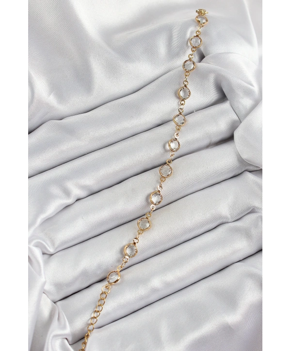 Pirinç Gold Renk Zirkon Taşlı Kadın Bileklik