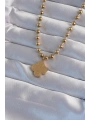 316L Çelik Top Zincirli Gold Renk İşlemeli Yonca Model Kolye