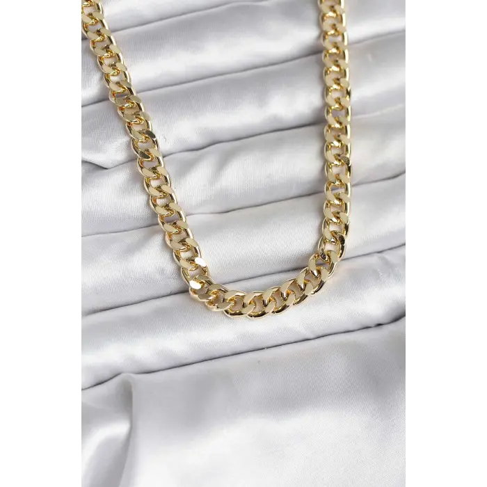 14K Gold Renk Kaplama Kalın Zincir Model CM Kadın Kolye