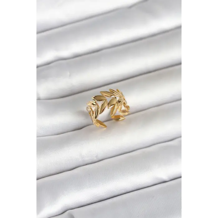 316L Çelik Gold Renk Başak Figür Kadın Yüzük