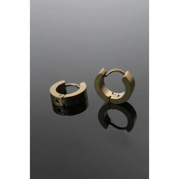 316L Çelik Gold Renk Halka Model Çift Küpe