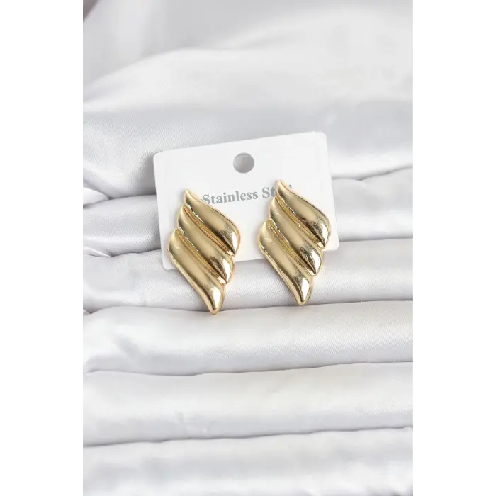 316L Çelik Gold Renk Motif Model Kadın Küpe