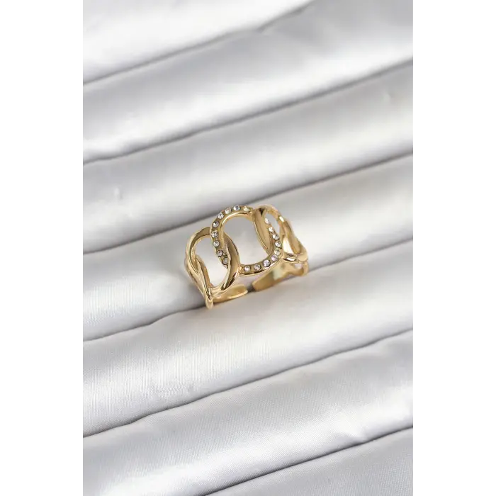 316L Çelik Gold Renk Samanyolu Model Kadın Yüzük