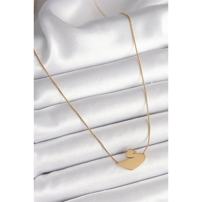 316L Çelik Gold Renk Zincir Kuğu Model Kadın Kolye