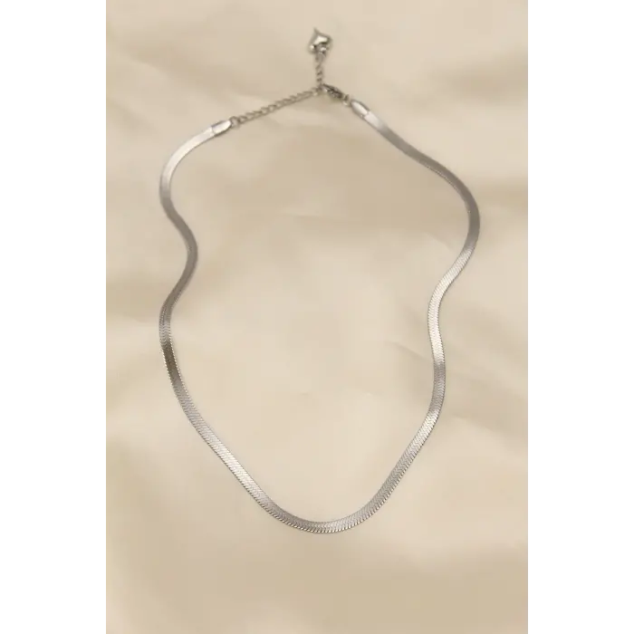 316L Çelik Silver Renk 45 cm İtalyan Zincir Model Kadın Kolye