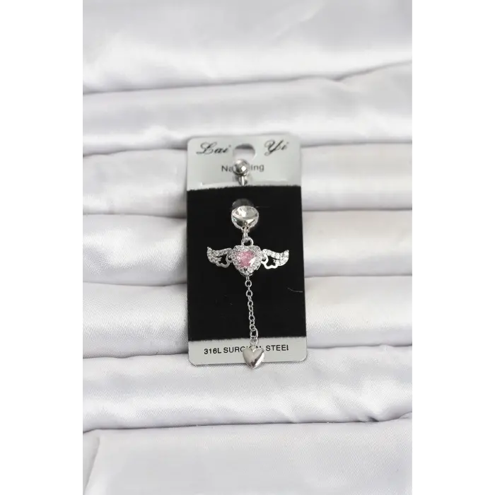 316L Cerrahi Çelik Kanatlı Kalp Model Göbek Piercing