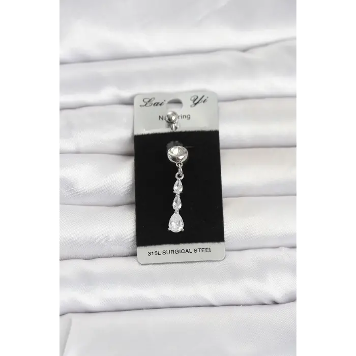 316L Cerrahi Çelik Sallantılı Damla Model Göbek Piercing