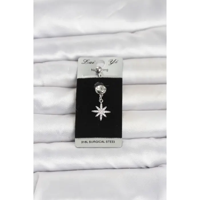 316L Cerrahi Çelik Sallantılı Kutup Yıldızı Model Göbek Piercing