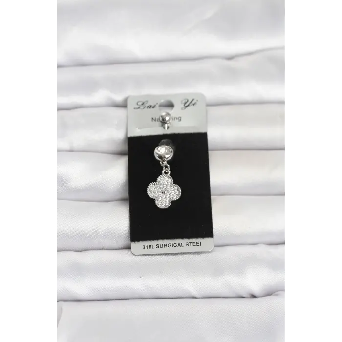 316L Cerrahi Çelik Sallantılı Yonca Model Göbek Piercing