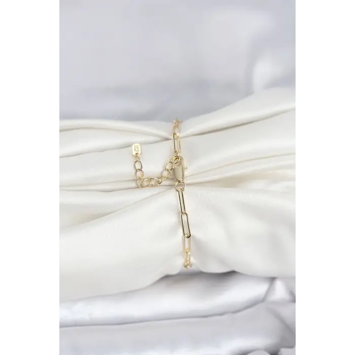 CM 14K Gold Renk Ataç Zincir Model Kadın Bileklik