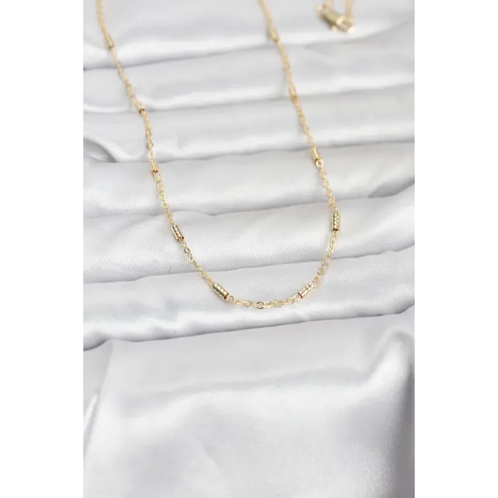 CM 14K Gold Renk Bar Zincir Model 60 cm Kadın Kolye
