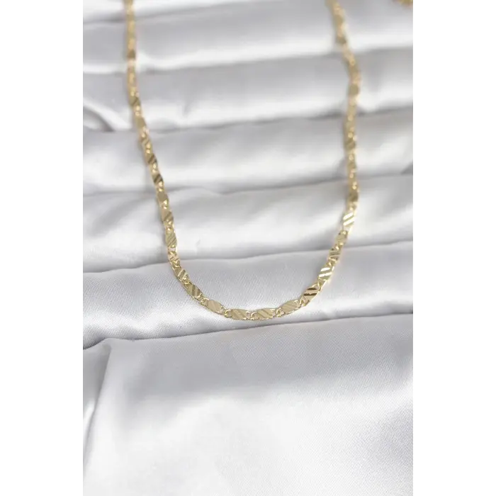 CM 14K Gold Renk Çizgi Lazer Model 60 cm Kadın Kolye