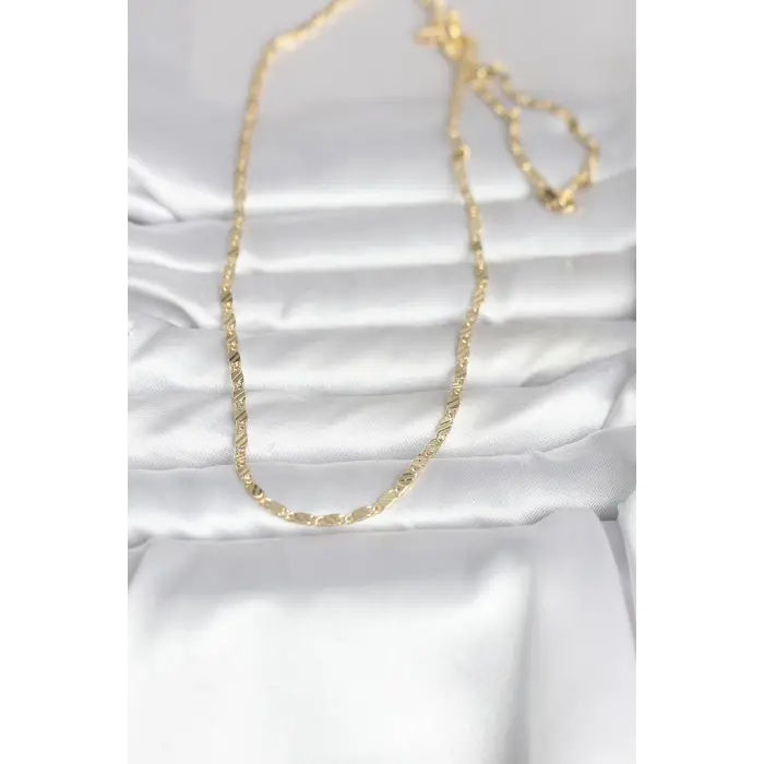CM 14K Gold Renk Çizgi Lazer Model 60 cm Kadın Kolye