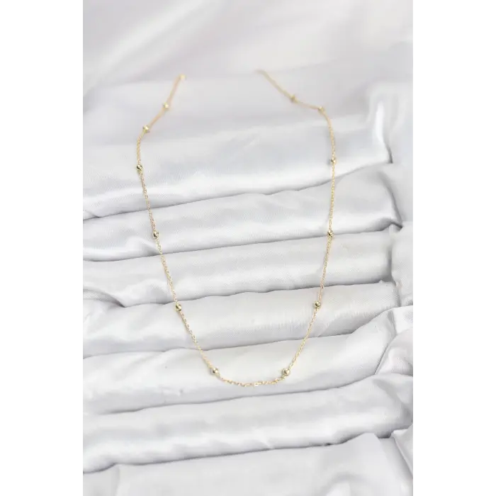 CM 14K Gold Renk Minik Top Zincirli Kadın Kolye