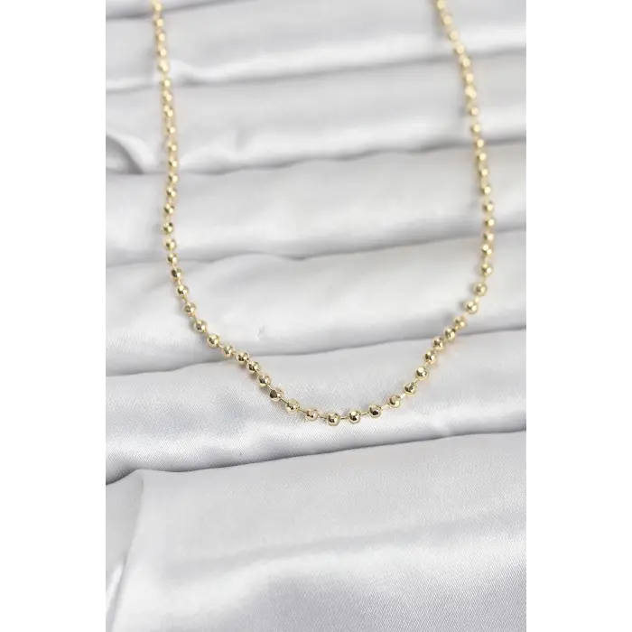 CM 14K Gold Renk Top Zincirli Model 60 cm Kadın Kolye