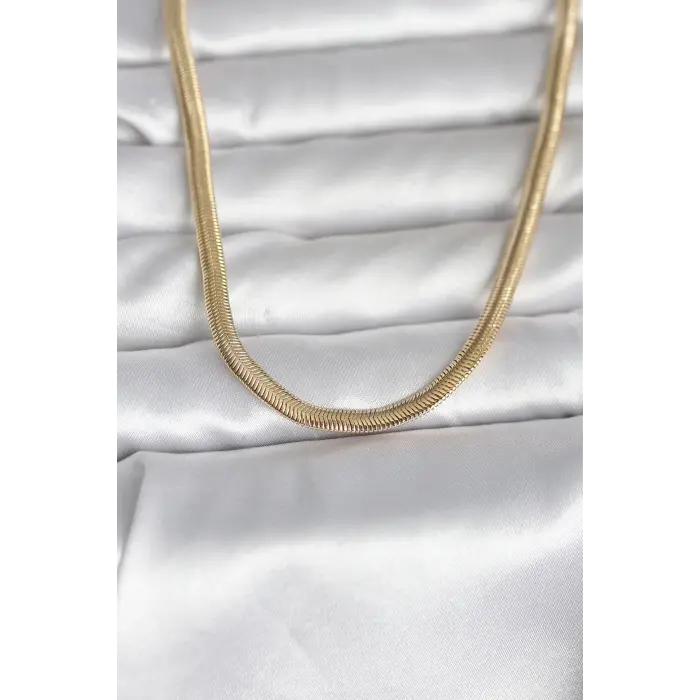 CM 14K Gold Renk Yassı Yılan Zincir Model 45 cm Kadın Kolye