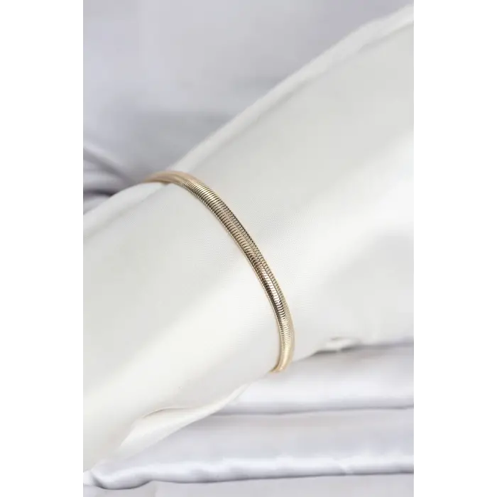 CM 14K Gold Renk Yassı Yılan Zincir Model Kadın Bileklik