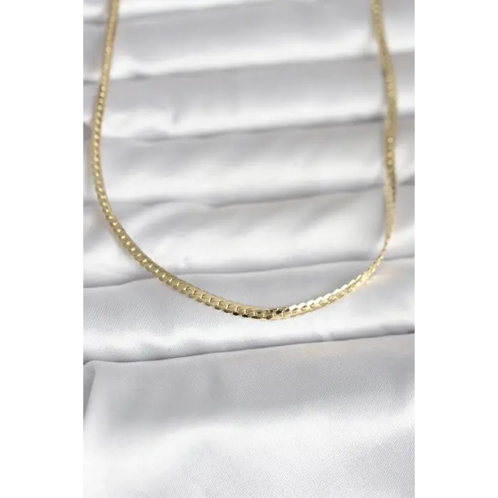 CM 14K Gold Renk Yassı Zincir Model 45 cm Kadın Kolye