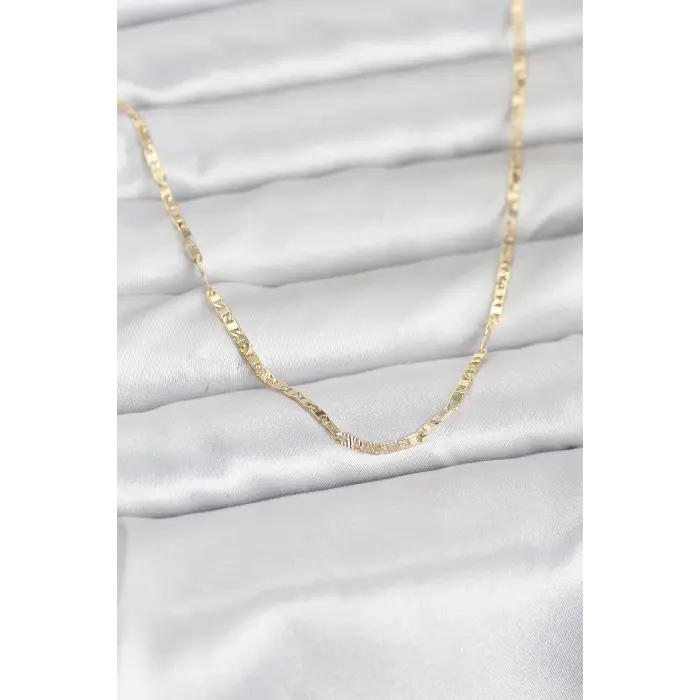 CM 14K Gold Renk Yassı Zincir Model 60 cm Kadın Kolye