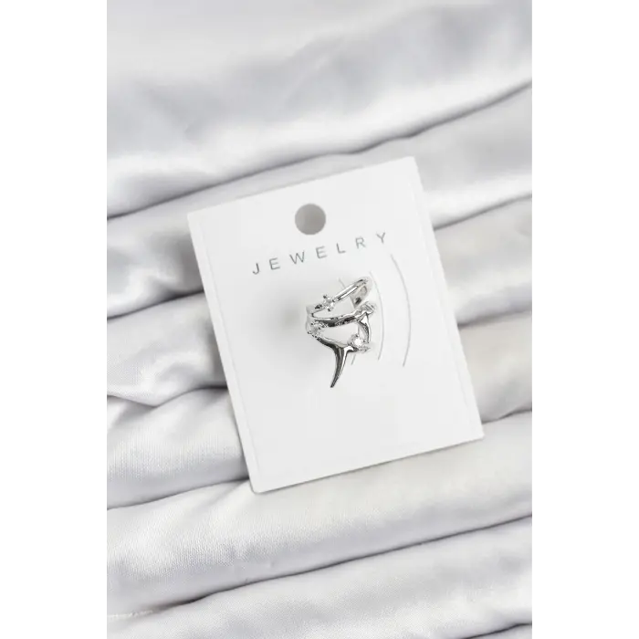 Gümüş Renk Pirinç Diken Model Kıkırdak Earcuff Küpe