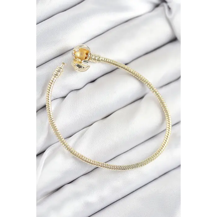 Pirinç Charm Topcuk Model Gold Renk Kadın Bileklik