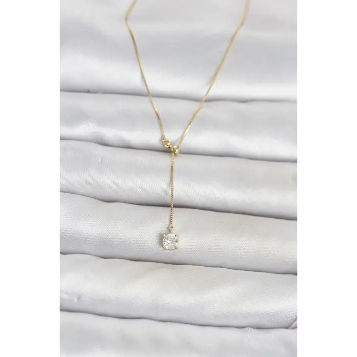 Pirinç Gold Renk Asansörlü Model Kadın Kolye