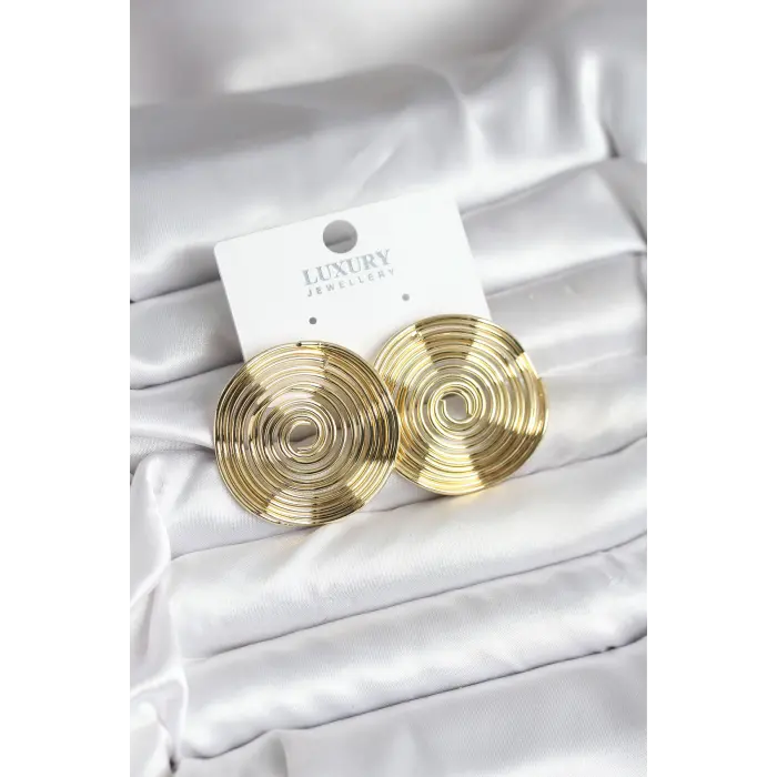 Pirinç Gold Renk Circle Model Kadın Küpe