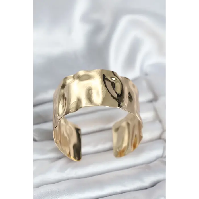 Pirinç Gold Renk Levha Model Kadın Bileklik