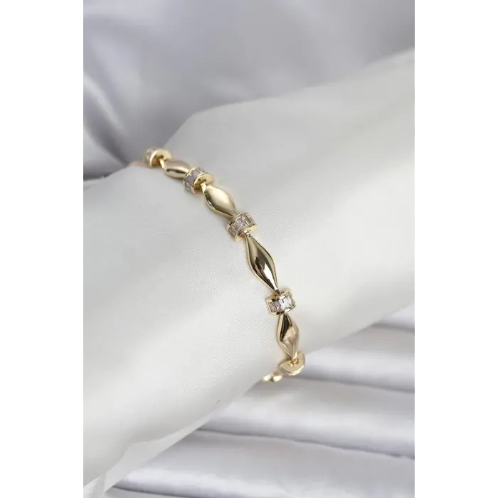 Pirinç Gold Renk Sütun Model Kadın Bileklik