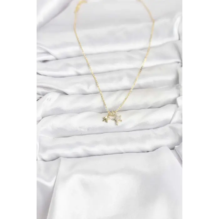 Pirinç Gold Renk Yıldız Minimal Kadın Kolye