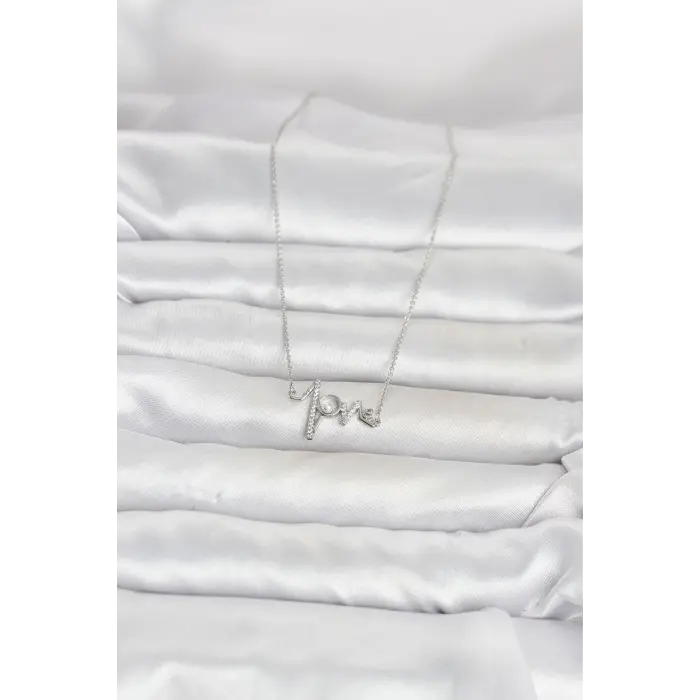 Pirinç Gümüş Renk Kalp Ritmi Model Kadın Kolye
