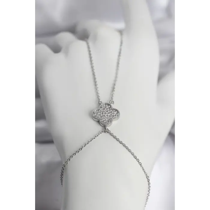 Pirinç Gümüş Renk Yonca Model Kadın Şahmeran