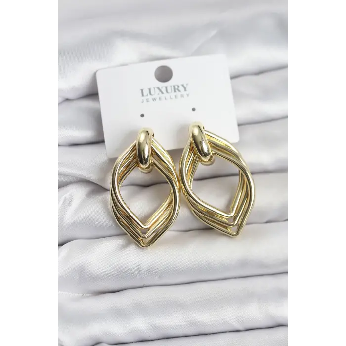 Vintage Gold Renk Pirinç Kadın Küpe