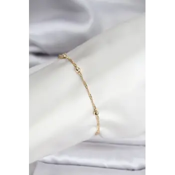14K Gold Renk Kaplama Topçuklu Model CM Kadın Bileklik
