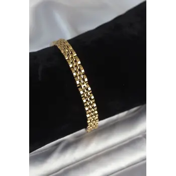 316L Çelik 7 mm Kalınlıkta Gold Renkli Erkek Bileklik