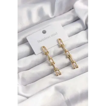 316L Çelik Altın Renk Sallantılı Model Küpe