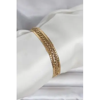 316L Çelik Gold Renk 3lü Kadın Bileklik