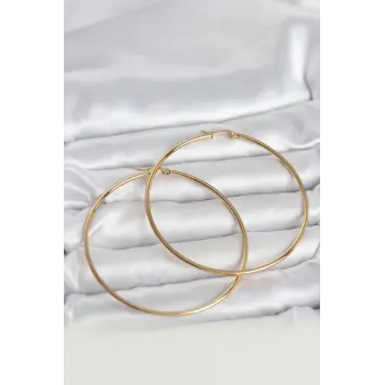 316L Çelik Gold Renk 70 mm Kadın Halka Küpe