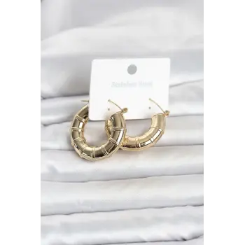 316L Çelik Gold Renk Bambu Model Halka Kadın Küpe