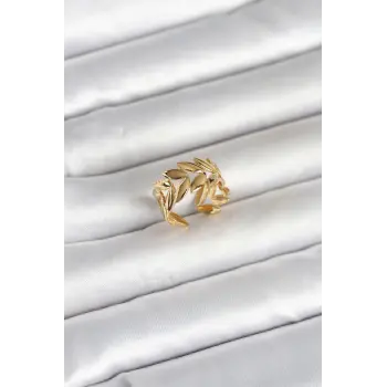 316L Çelik Gold Renk Başak Figür Kadın Yüzük