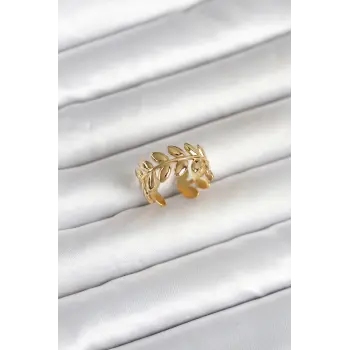316L Çelik Gold Renk Başak Form Kadın Yüzük