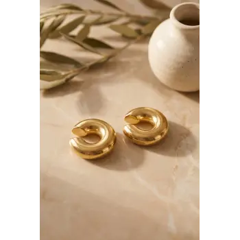 316L Çelik Gold Renk Çiftli Earcuff Küpe