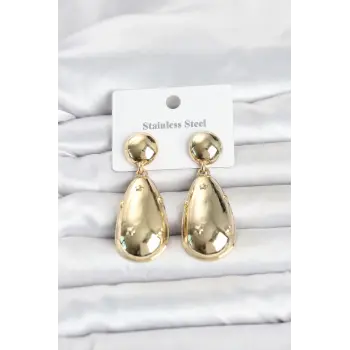 316L Çelik Gold Renk Damla Model Kadın Küpe