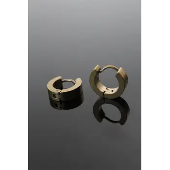 316L Çelik Gold Renk Halka Model Çift Küpe