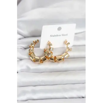316L Çelik Gold Renk Spiral Halka Kadın Küpe