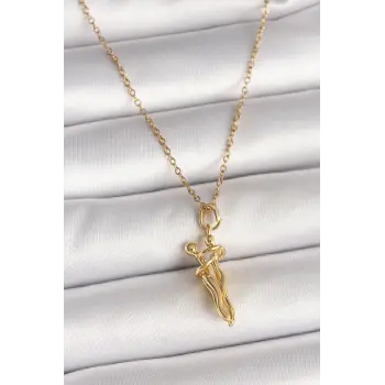 316L Çelik Gold Renk Zincir Sarılma Model Kadın Kolye