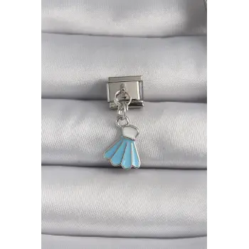 316L Çelik Gümüş Renk Mavi Renk Sallantı Elbise Model Nomination Charm