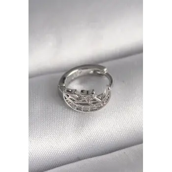 316L Çelik Gümüş Renk Zirkon Taşlı Ay Yıldız Model Tragus Piercing