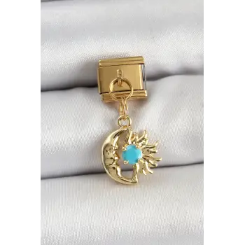 316L Çelik Sallantılı Ay Ve Güneş Model Gold Renk Nomination Charm